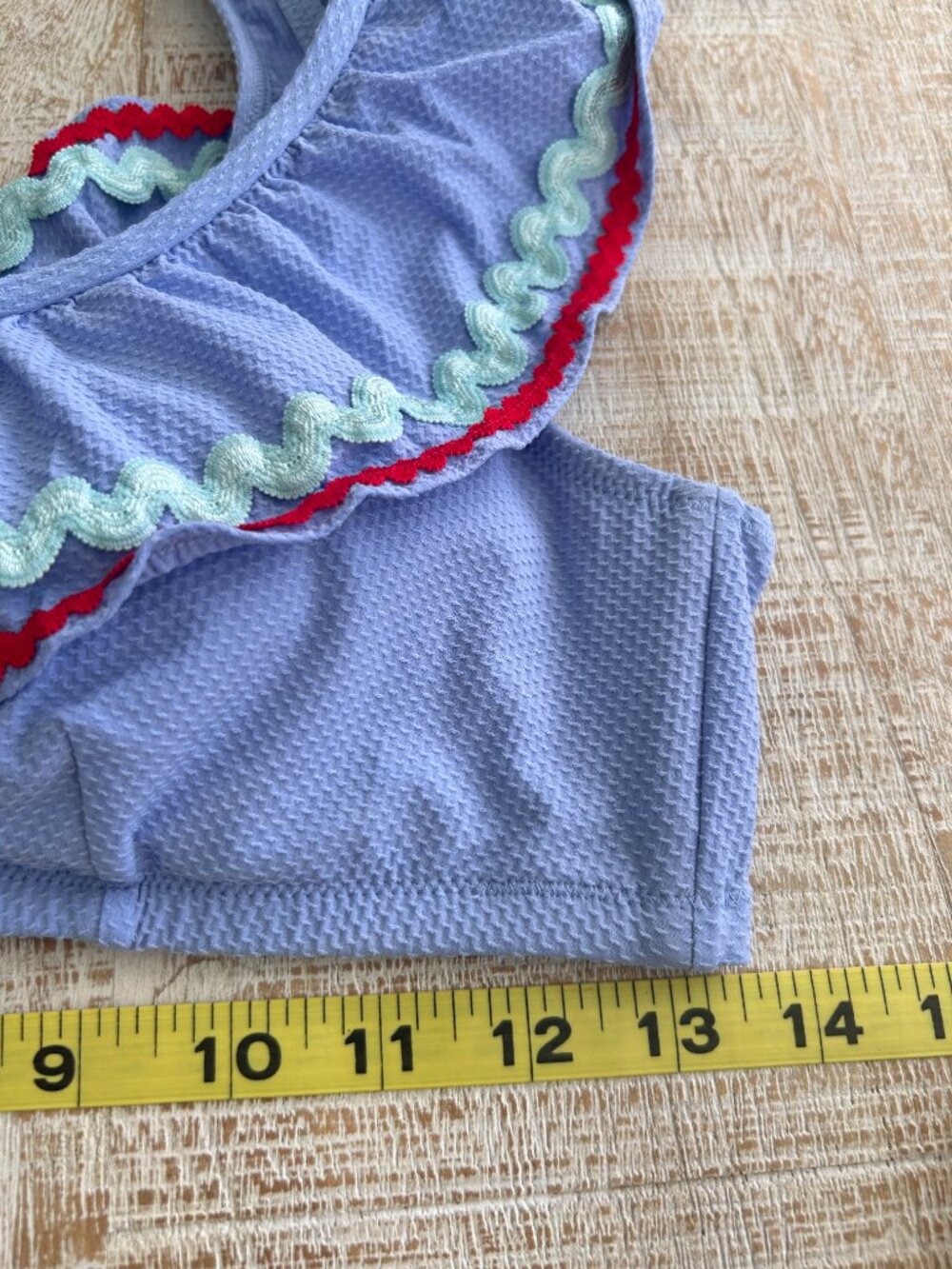 J Crew Ric Rac Ruffle Periwinkle Bikini Top only size Small - Picture 6 of 7